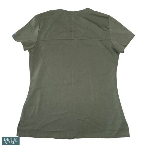 MedCouture Touch Olive Green Scrub Top Modern Workwear Soft Stretch Small - Picture 3 of 7